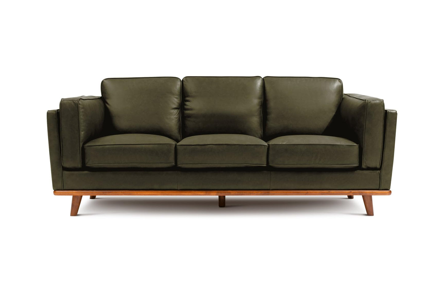 Valencia Artisan Full Leather Sofa 88” | Pure Full Italian Nappa Leather Couch, Solid Wood Accent, Ultimate Comfort, Dark Green