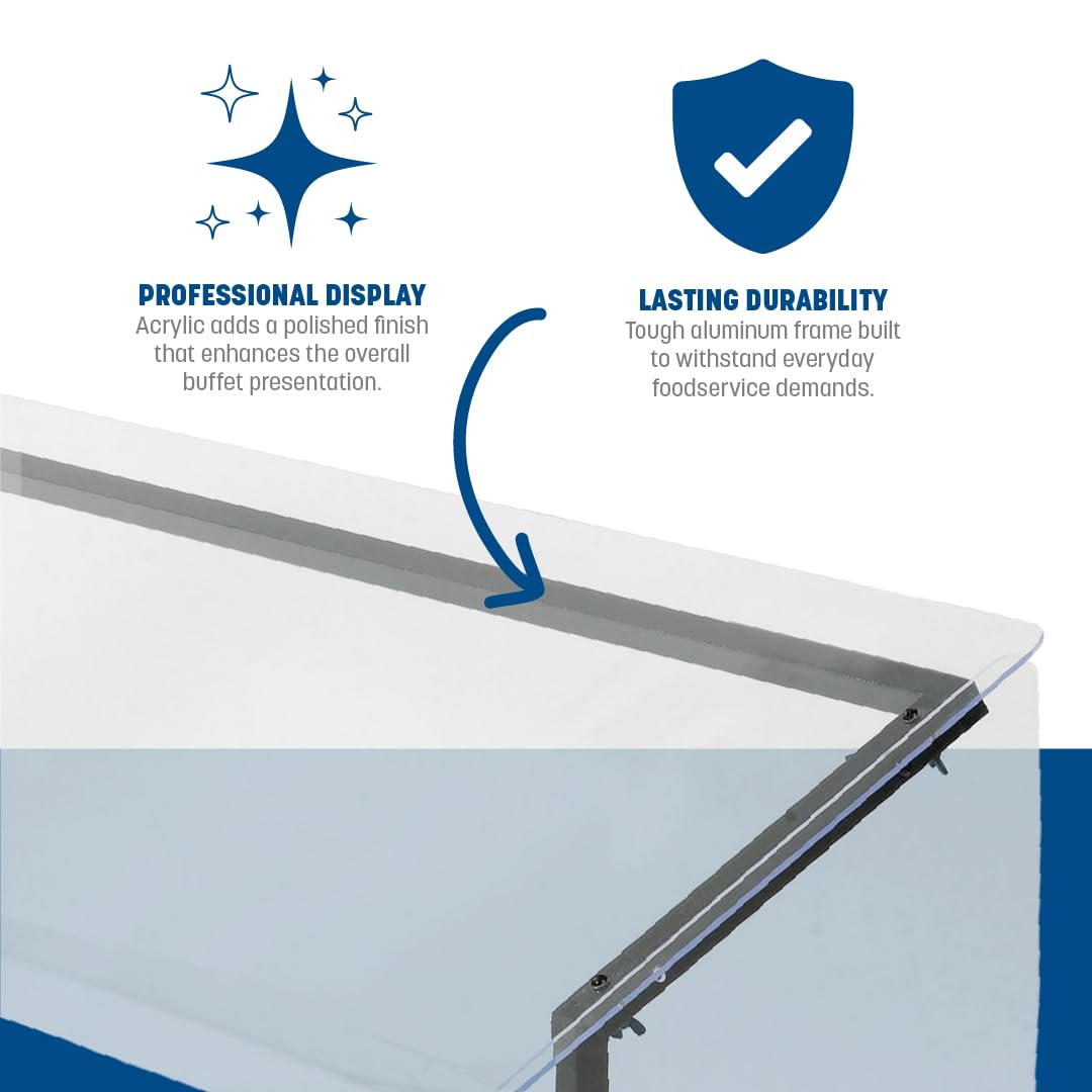 Carlisle FoodService Products Buffet Bar Sneeze Guard with Aluminum Frame for Catering, Buffets, Restaurants, Plastic, 48 x 12.19 x 25.5 Inches, Black