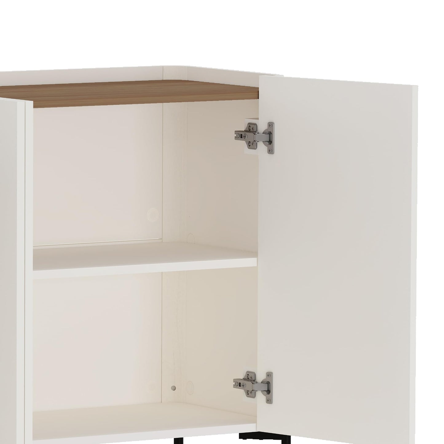 Manhattan Comfort Abbey 67" Sideboard Cabinet, Modern Console Table with Storage, Adjustable Shelves, Kitchen Buffet, Soft Close Doors, Handle-Free Design, Elevated Metal Legs, Maple and Off White