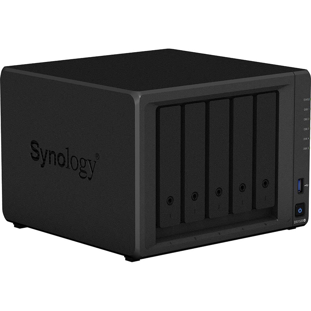 Synology DiskStation DS1520+ NAS Server for Business with Celeron CPU, 8GB DDR4 Memory, 1TB M.2 SSD, 5TB SSD Storage, DSM Operating System