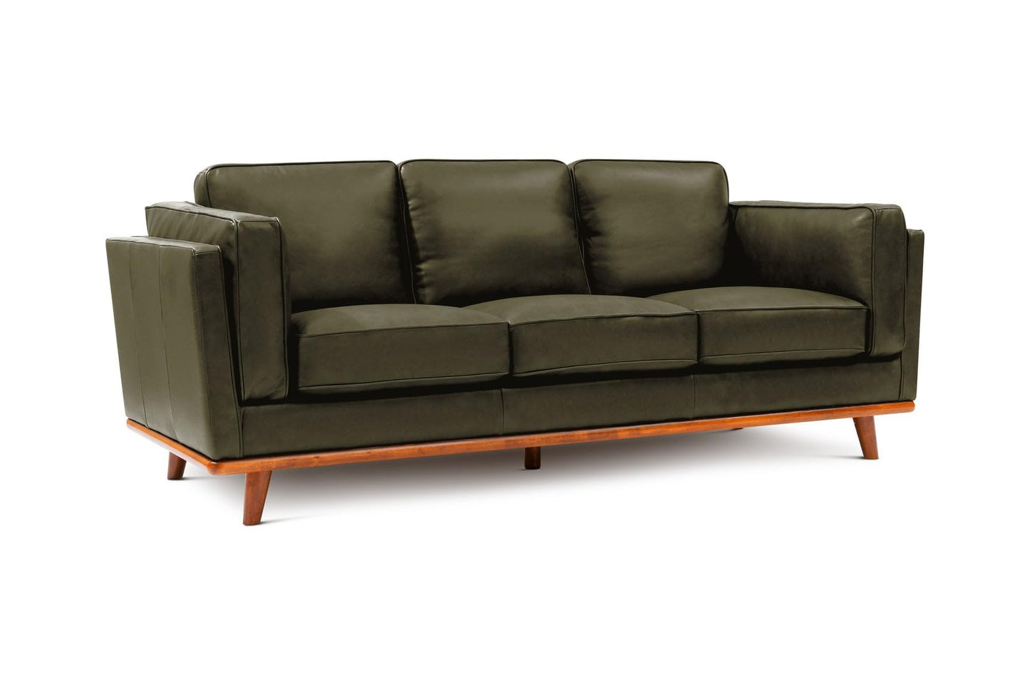 Valencia Artisan Full Leather Sofa 88” | Pure Full Italian Nappa Leather Couch, Solid Wood Accent, Ultimate Comfort, Dark Green
