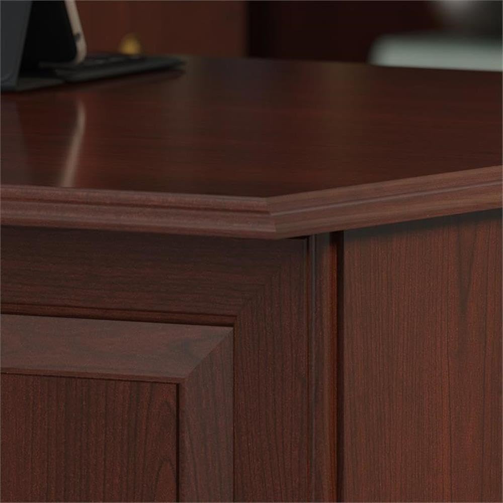 Bush Furniture Saratoga L Shaped Computer Desk with Drawers and Storage in Harvest Cherry | Large Corner Office Table for Workspace