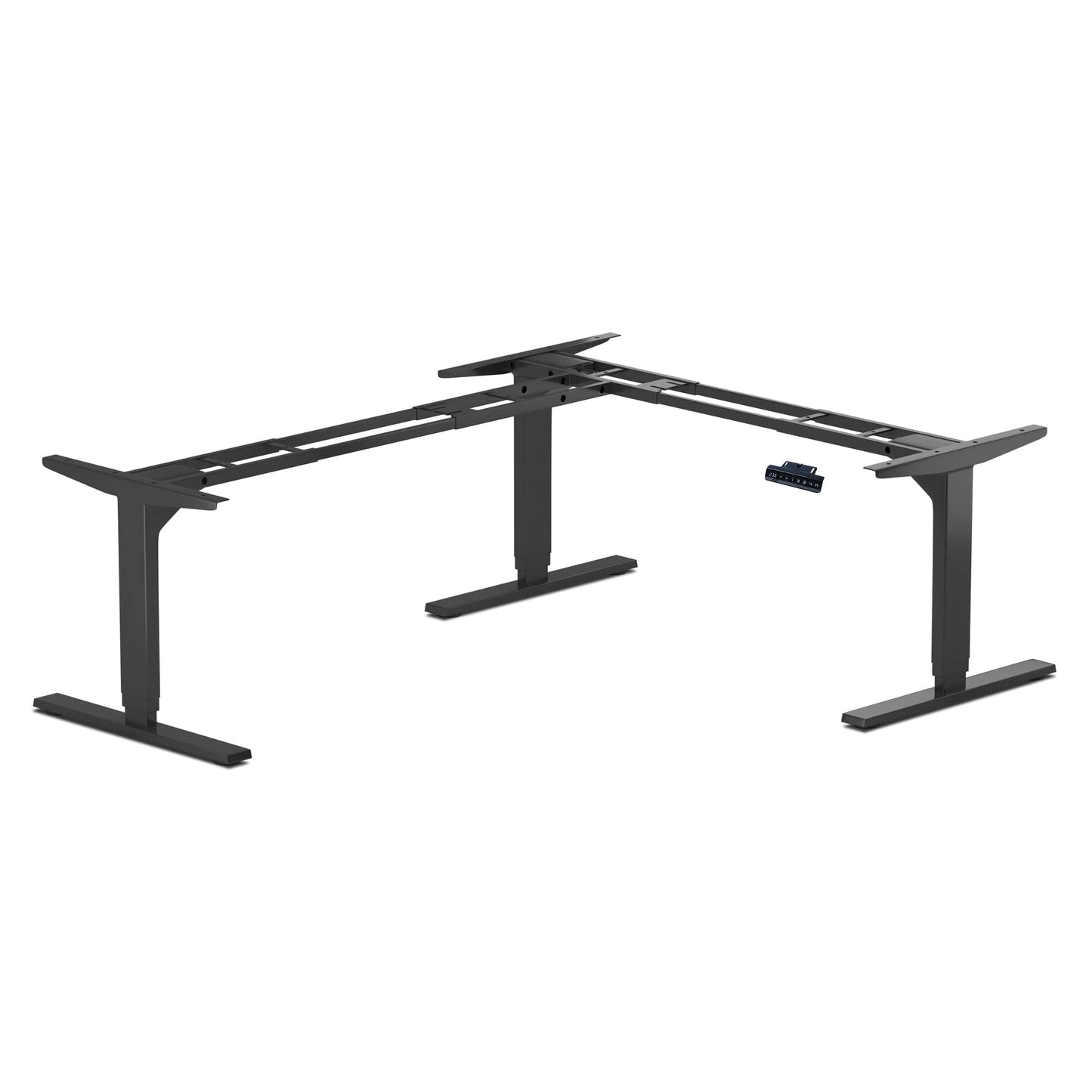 PROGRESSIVE AUTOMATIONS Standing Desk Corner Frame - Adjustable Height and Width Legs with Triple Electric Motors for Home Office L Shaped Desk FLT-05 Black