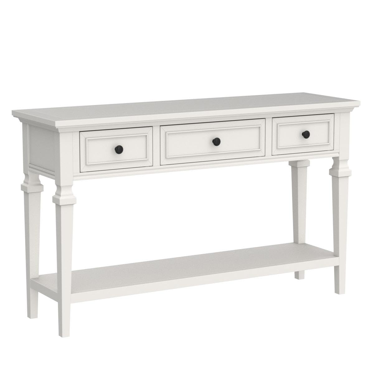 Merax Farmhouse Wood ConsoleTable for Hallways Narrow Foyer Sideboard with Drawers and Bottom Shelf for Entryway Antique White