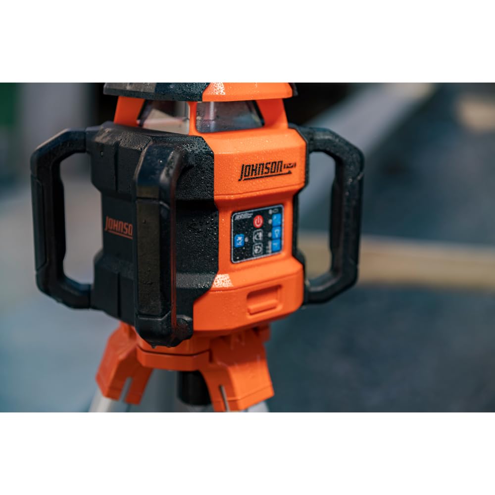 Johnson Level & Tool JRT300-RDHV-K Self-Leveling Red Dual Slope Rotary Laser Kit, 4,000FT Range, Hard-shell Carry Case, Lithium Ion Batteries, Magnetic Target, Laser Detector, Remote Control