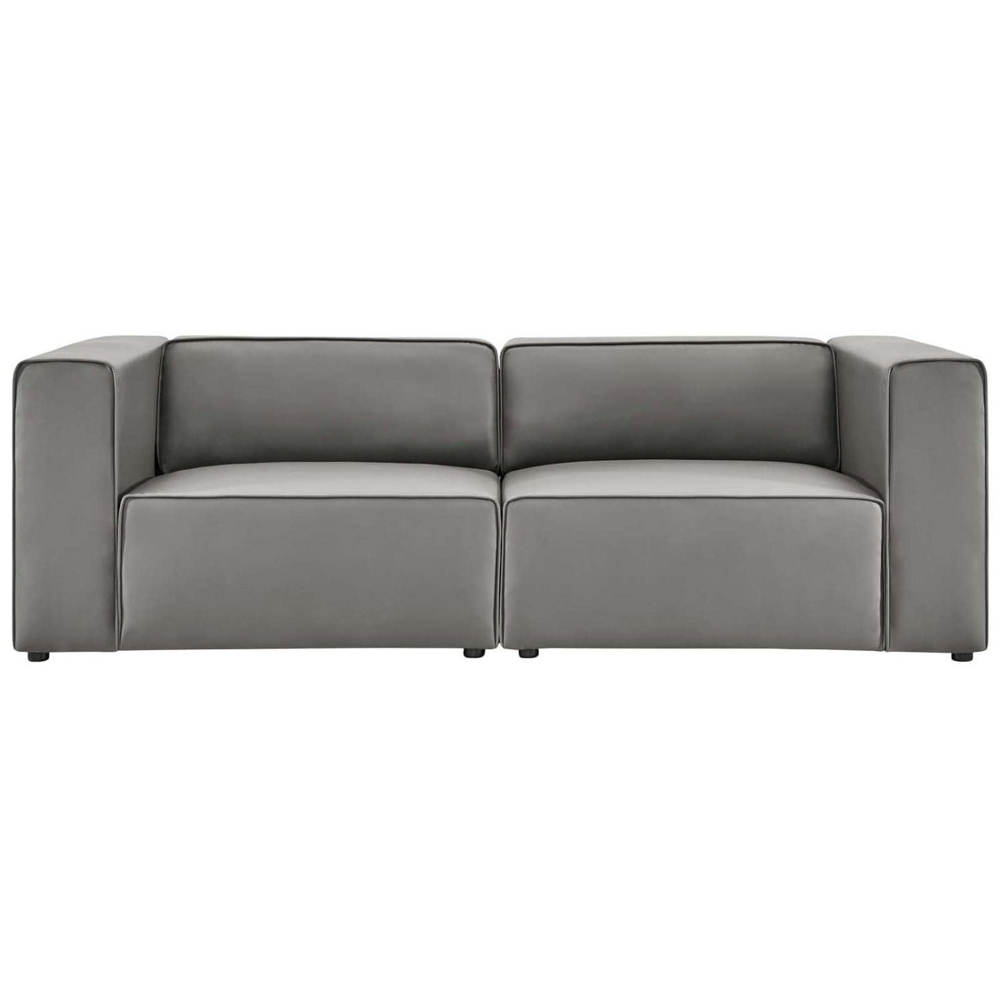 Modway Mingle Vegan Leather 2-Piece Sectional Loveseat in Gray