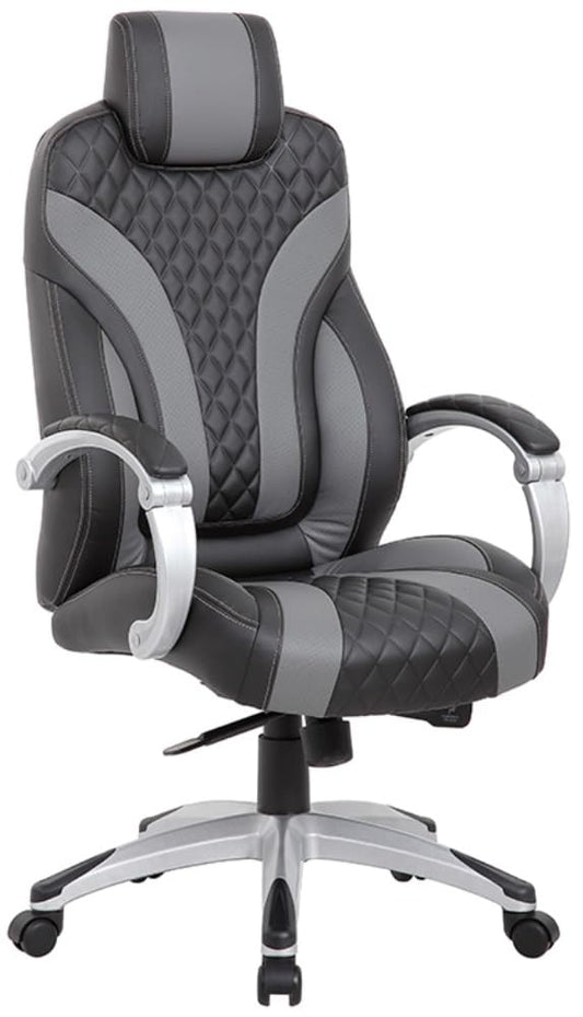 Boss Office Products Executive Hinged Arm Chair in Black/Grey
