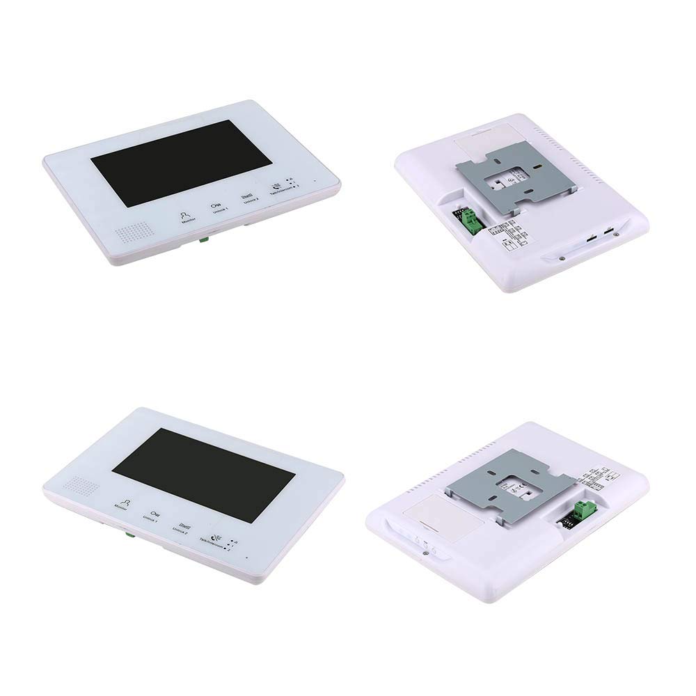 6-Unit Home Apartment Visual Intercom Doorbell System,7" LCD Screen Bus 2pin Wired Video Door Phone Kit,for Home Night Vision+ Cathode Lock(1 Doorbell+6 Monitor)