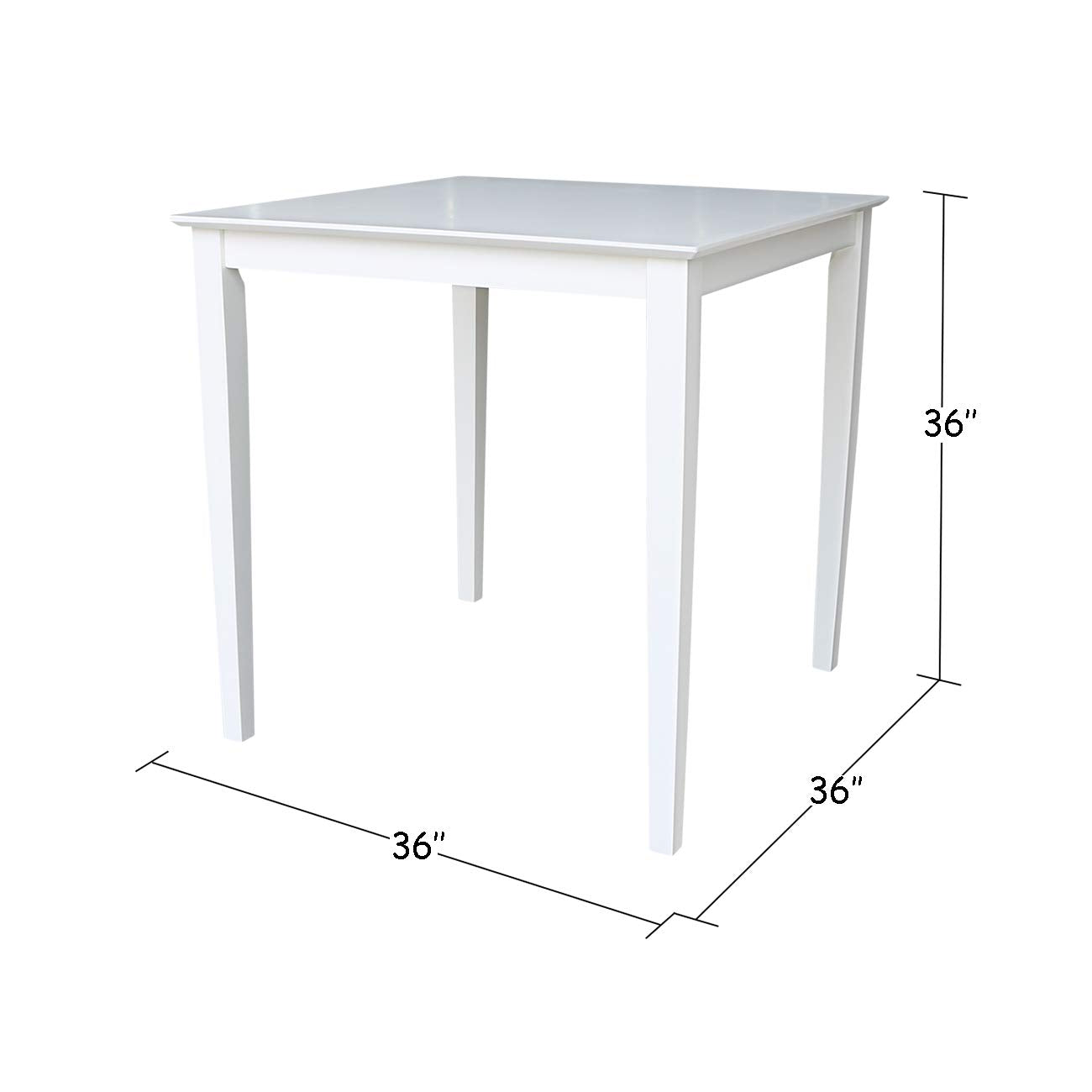 Solid Wood Counter Height Dining Table, 36 Inch High, White