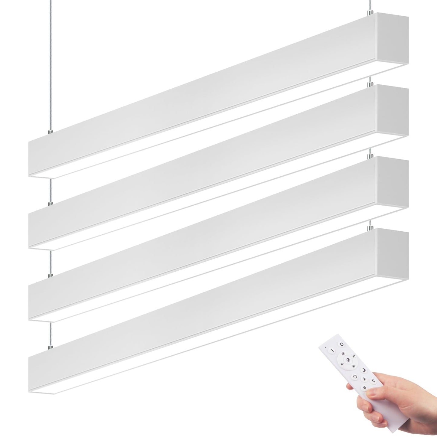 Barrina 5568 4FT LED Linear Light, 45W, Dimmable, Color Changing 3000K-6000K, Remote Control, White, 4 Packs