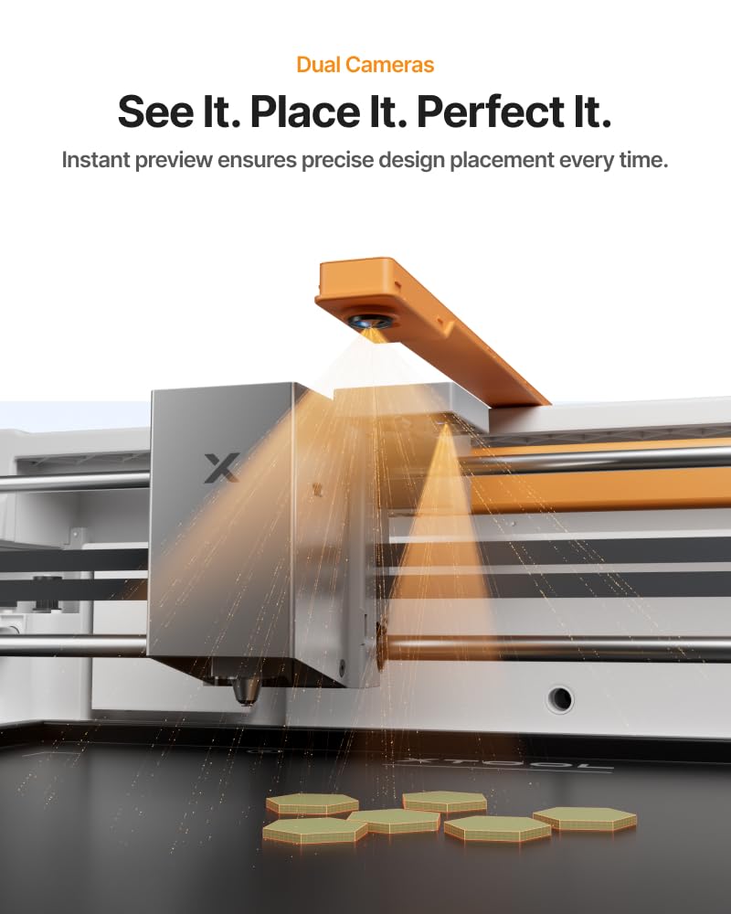 xTool M2 10W Color Craft Laser Engraver, with Full-Color CMYK Inkjet Printer, Built-in Dual Cameras, Class 1 Enclosed Safe Laser Engraving Machine for Wood, Leather, Felt, Fabric, Paper, DIY Crafts