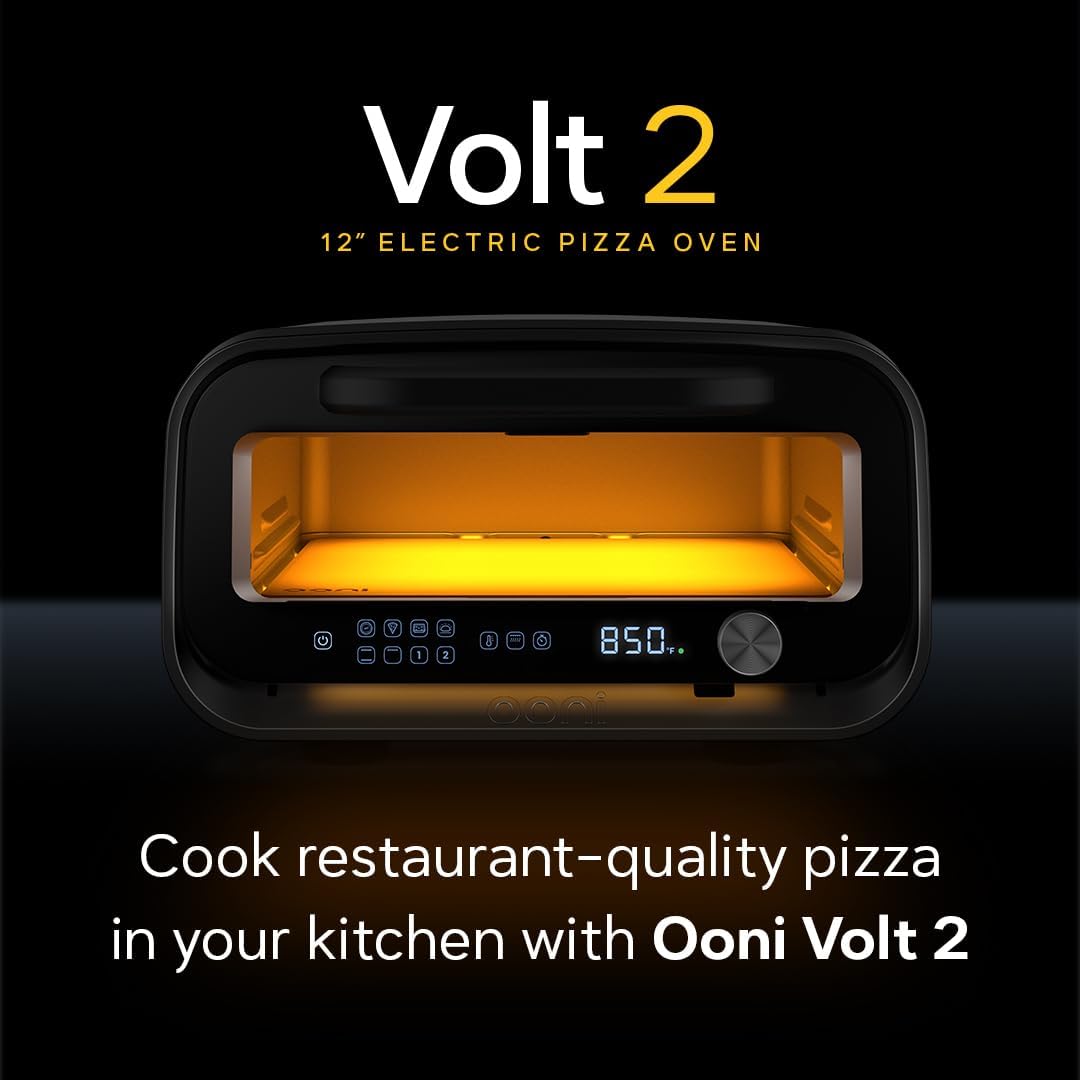 Ooni Volt 2 Electric Indoor Pizza Oven - Versatile Countertop Electric Toaster Oven, Cook 12 Inch Pizzas and More - Charcoal Grey