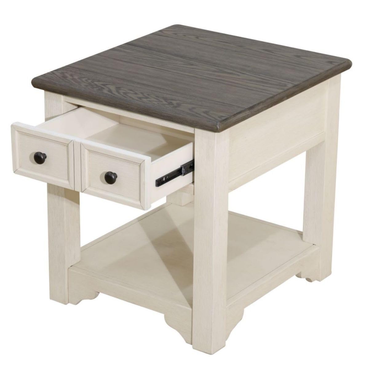 UOCFYK Side/Bedside/End Couch Table/cabinets with Storage, Small Wood Farmhouse Night Stand for Small Spaces, Nightstand for Living Room, Bedroom, Kitchen, Plant Tables, Dark Grey MDF and White Oak