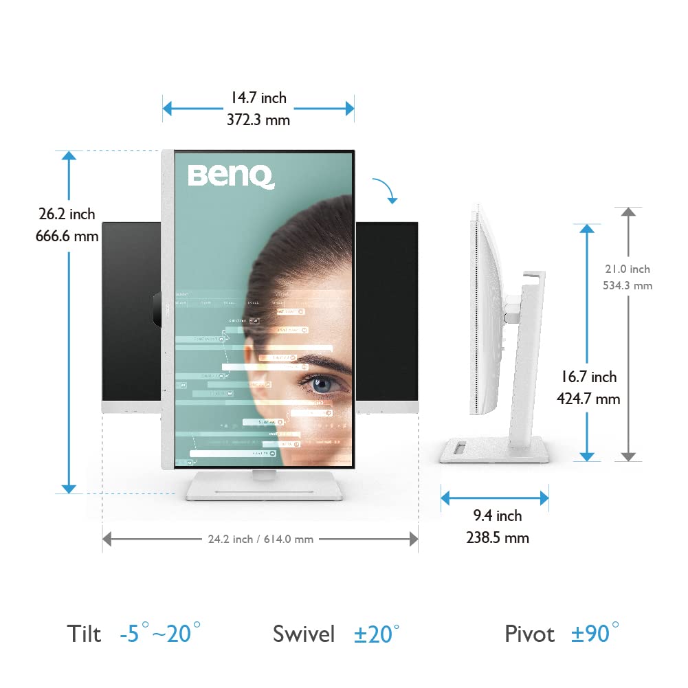BenQ GW2790QT Productivity Monitor 27" 1440p | IPS| Eye-Care Tech | 99% sRGB | Brightness Intelligence Gen2 | Noise-Cancelling Mic & Speakers | Ergonomic | USB-C (65W) | USB Hub | DaisyChain | White