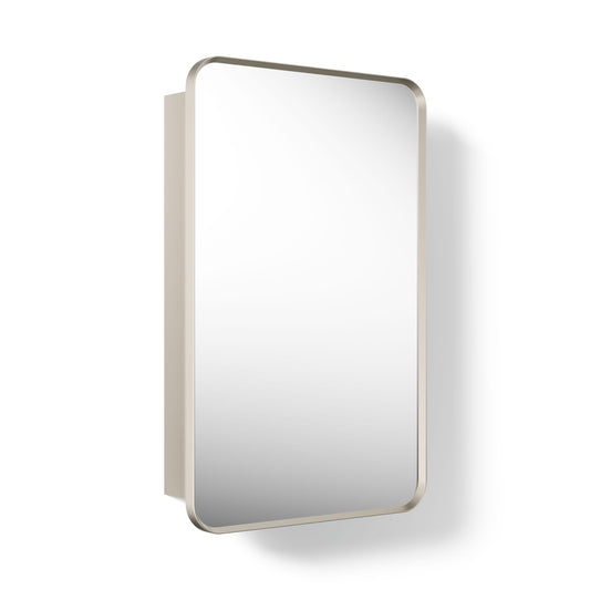 Kohler 35570-BNL Verdera® Framed Bathroom Medicine Cabinet with Mirror, Rectangular Design, Mirrored Interior, Adjustable Glass Shelves, Rustproof, 22 in. W x 34 in. H, Brushed Nickel