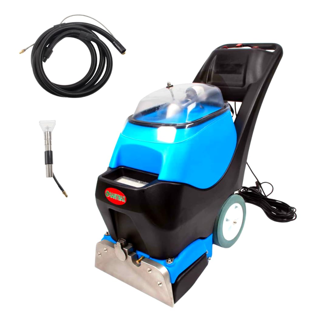 Commercial Walk-Behind Carpet Extractor Machine, 160 PSI Cold Water Carpet Cleaner, 21 KPA Suction, 13.8" Brush Width, 18.5" Squeegee Width, 10.5-Gal Solution Tank, 8-Gal Recovery Tank