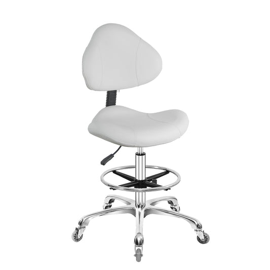 Nazalus Rolling Swivel Drafting Chair Adjustable Heavy Duty (400lbs) Lumbar Support Task Chair for Home Desk Studio Design Lab(Triangular Back White)