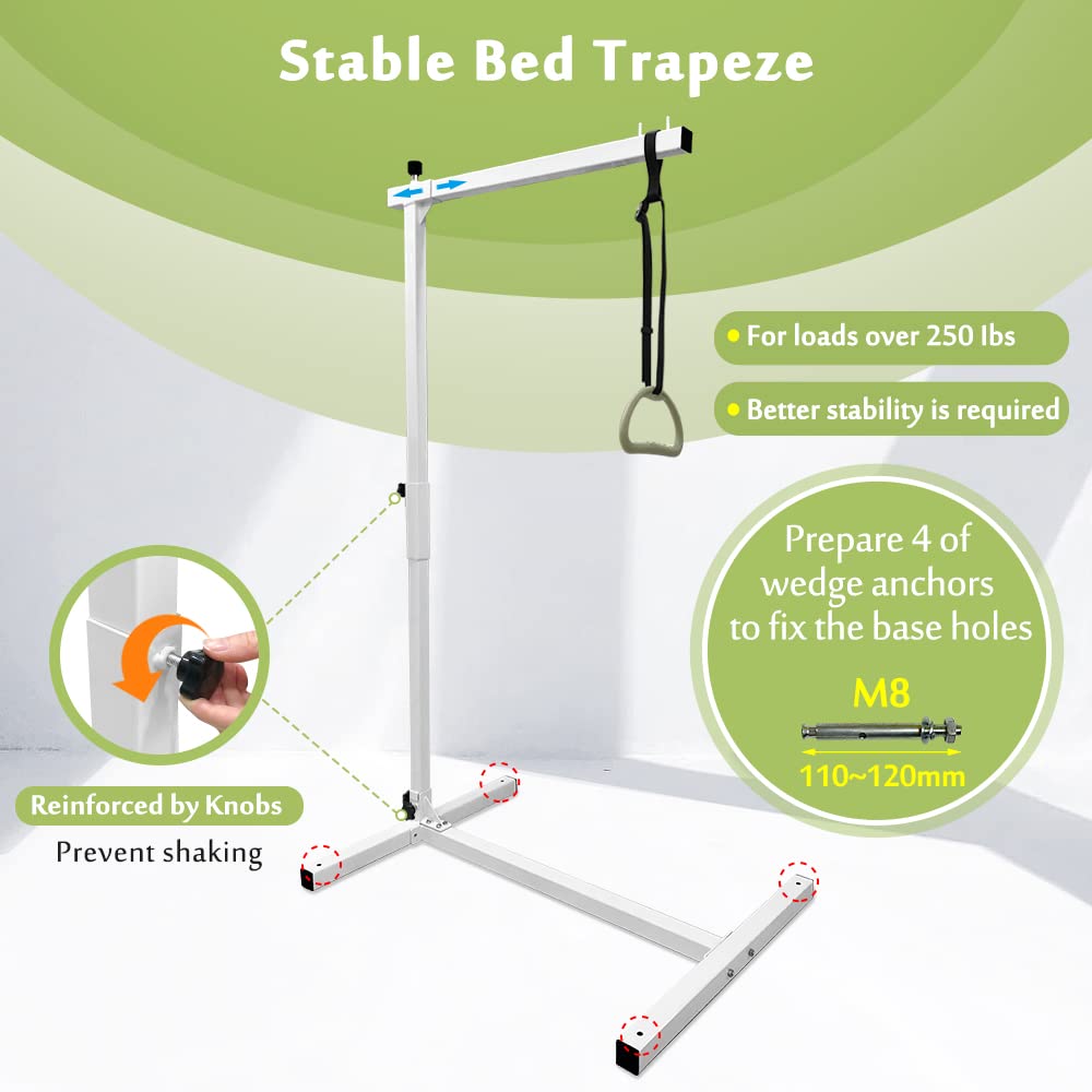 Mybow Trapeze Bar for Bed Mobility Aids, Bedside Pull Up Bar, Bed Lift for Elderly Seniors Transfer Rail, Medical Trapeze for Hospital Bed Standing Helper, Handicap Bariatric Bed Handle