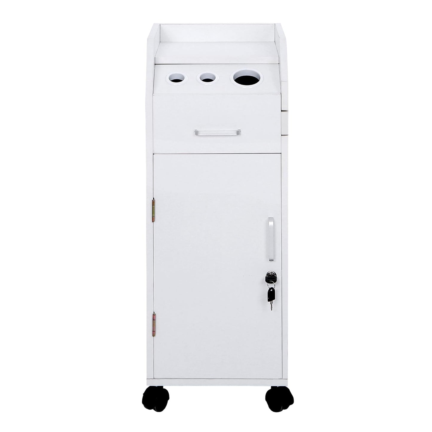 JHshop Salon Utility Station with Wheels Barber Hair Stylist Rolling Trolley Spa Storage Furniture,Salon Trolley Cart with Wheels & Drawers,Hair Cart Organizer,Rolling Salon Storage Cabinets - White