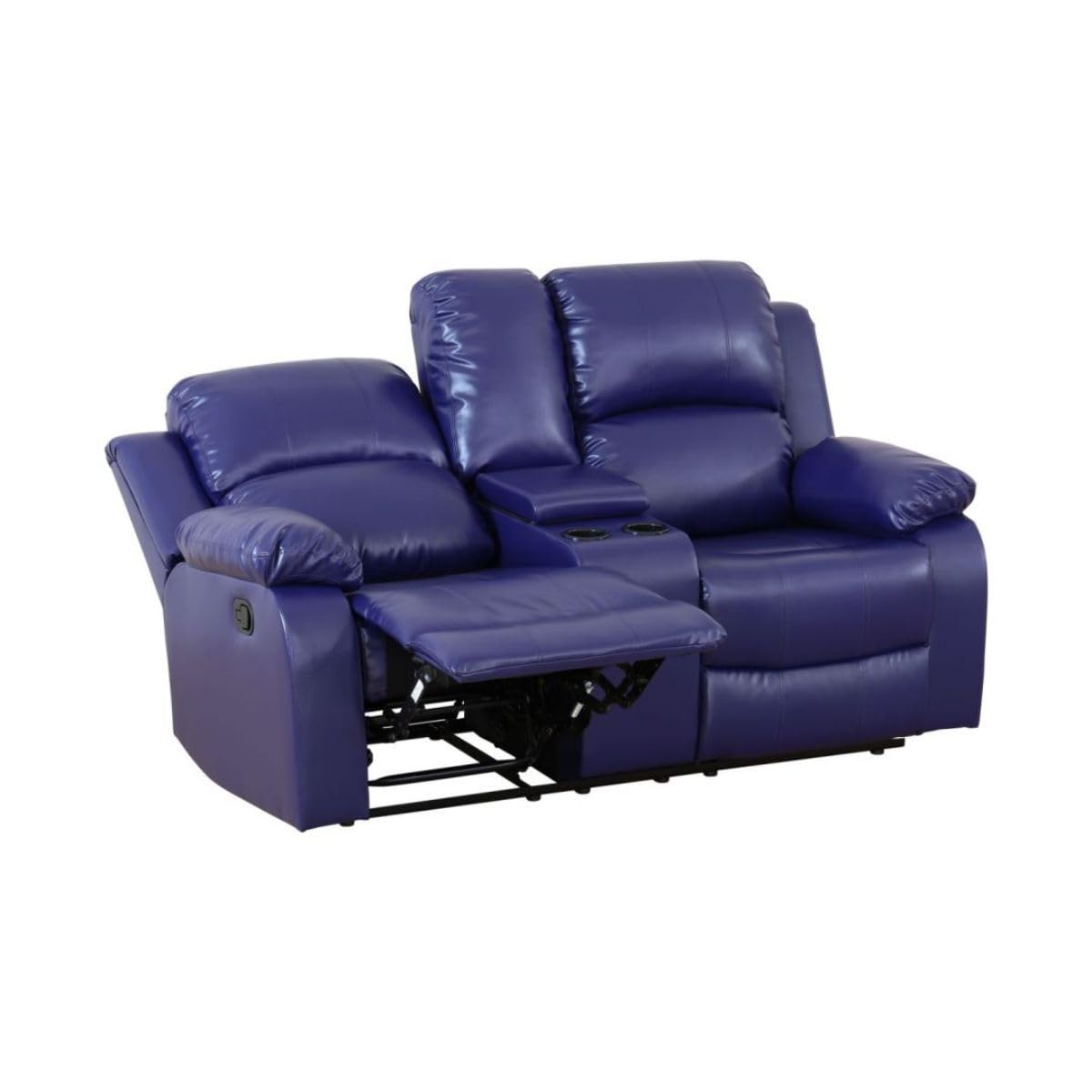 UOCFYK Lounge Comfy Recycled Leather Manual Reclining Sofa Modern Loveseat Couch for Small Living Room/Dorm/Bedroom/Office/Apartment for Small Spaces, (Dark Blue, Two-Person Seat)