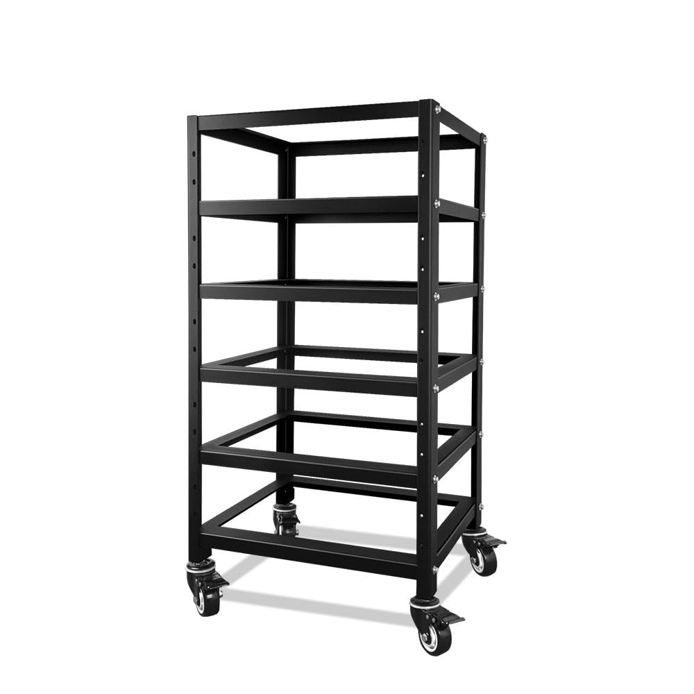 SUNGOLDPOWER 3U Server Rack 5-Layer with Wheels, Compatible with 48V 100Ah Rack Batteries, Universal Rack, Ventilation Design, Stackable, Ideal for Home Solar and Energy Storage