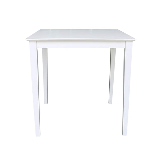 Solid Wood Counter Height Dining Table, 36 Inch High, White
