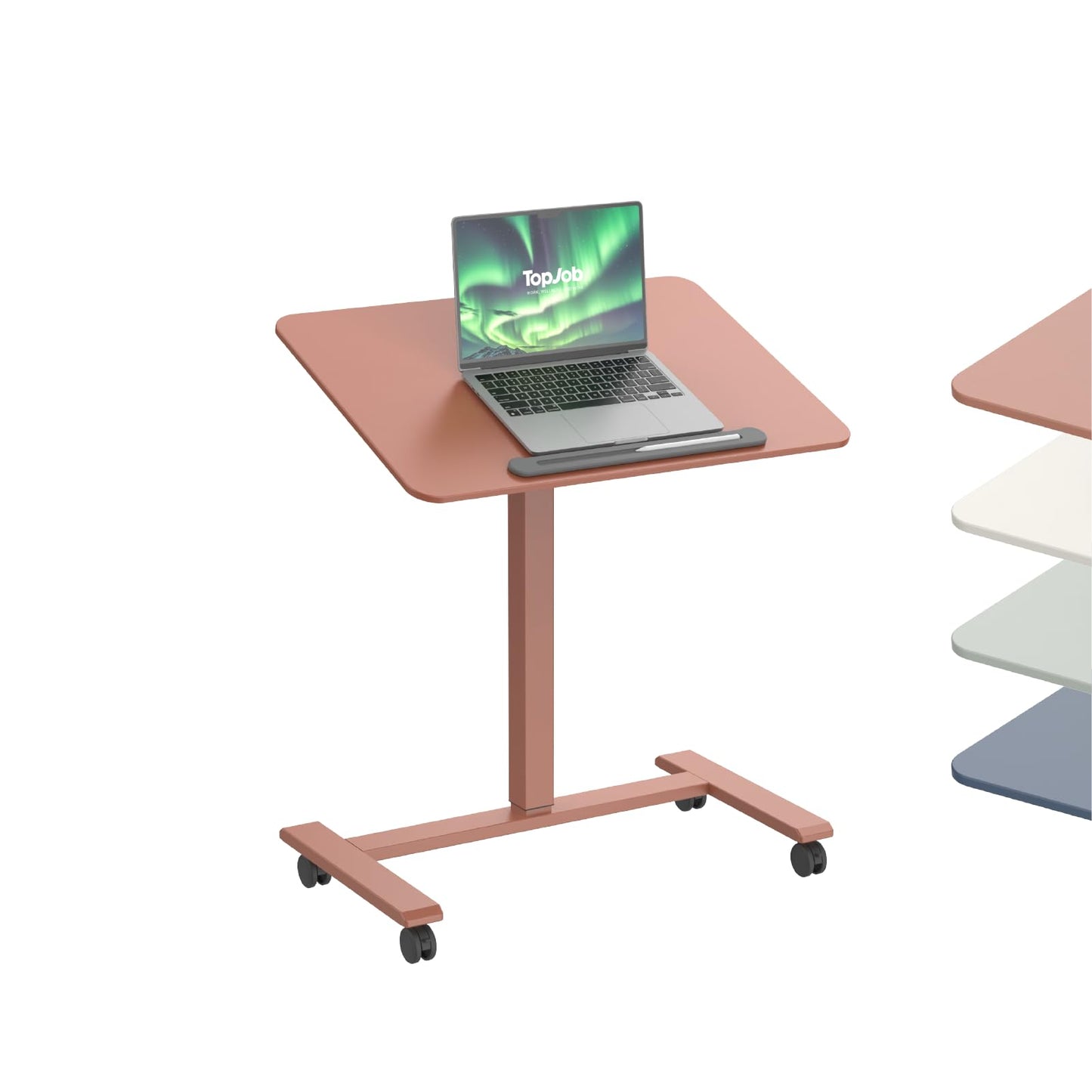 TopJob ANYDESK FOLD Mobile Standing Desk, Portable with Lockable Wheels, Foldable Stand Desk, Rolling Computer Workstations, Used for Home, Couch Side Table, Bedside Table in Bed Room Kitchen