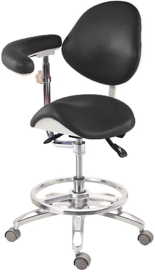 BONEW Global-Dental Saddle Chair Office Stool Dentist's Doctor's Assistant's Deluxe Chair PU Leather