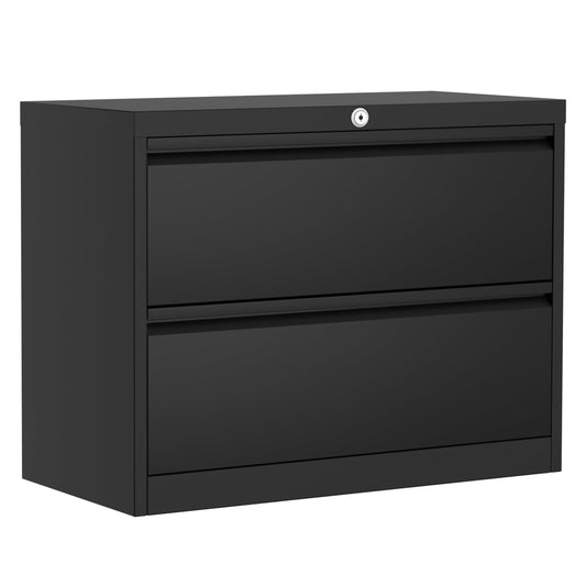GAOMON 2-Drawer File Cabinet with Lock, Metal Lateral Filing Cabinets for Letter/Legal Size Documents, Heavy Duty File Storage for Home Office, Black (2 Drawers)