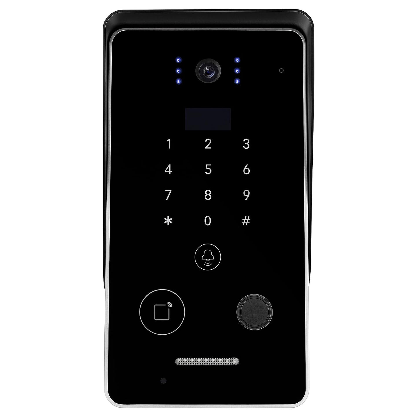 Smart Home 7-Inch Video Intercom Doorbell System with HD Display & Touch Keypad, Fingerprint/Key Card/Password/Remote Unlock, 1200lbs Magnetic Lock (NC) & Exit Button for Homes & Villas