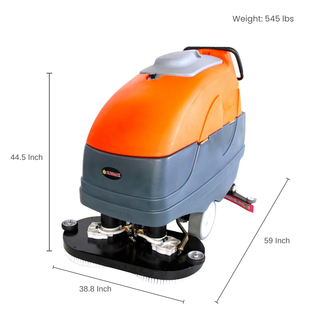SUNMAX 34" Self-Propelled Commercial Floor Scrubber Machine, 33-Gal Tank, 75000 sp.ft./H Efficiency, Ideal for Large-area Cleaning