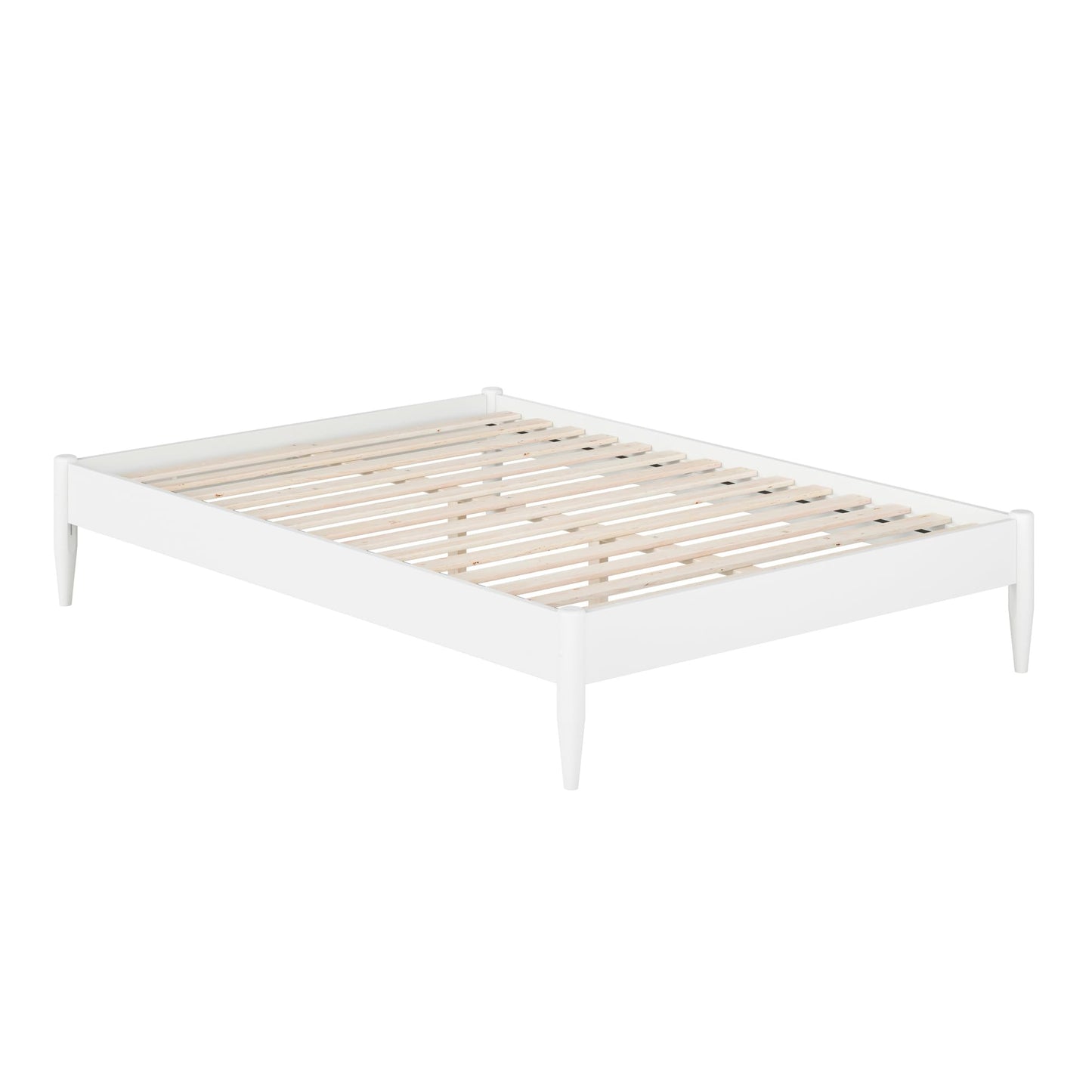 AFI, Pasadena 14" Full Wood Mid Century Modern Low Profile Platform Bed, White