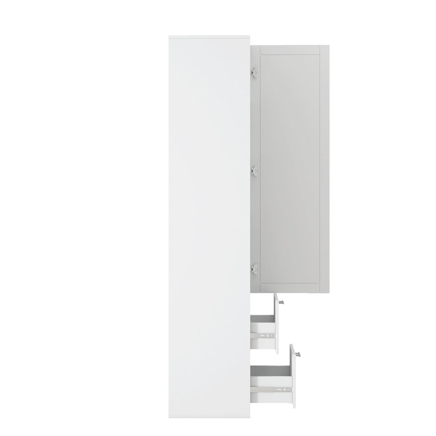 roomfitters Kitchen Pantry Storage Cabinet with 2 Drawers Tall Wooden Narrow Food Cupboard Bathroom Linen Tower, White