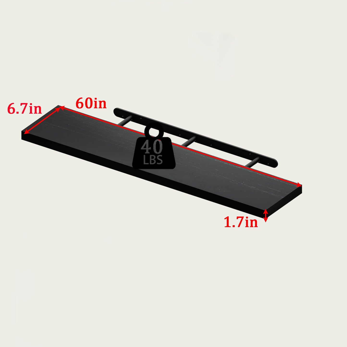 TEDIDUWA Floating Shelves for Wall, 60 Inch Extra Long Black Wall Shelves, Set of 4, Hanging Invisible Brackets Floating Shelves for Living Room,Bedroom,and Kitchen