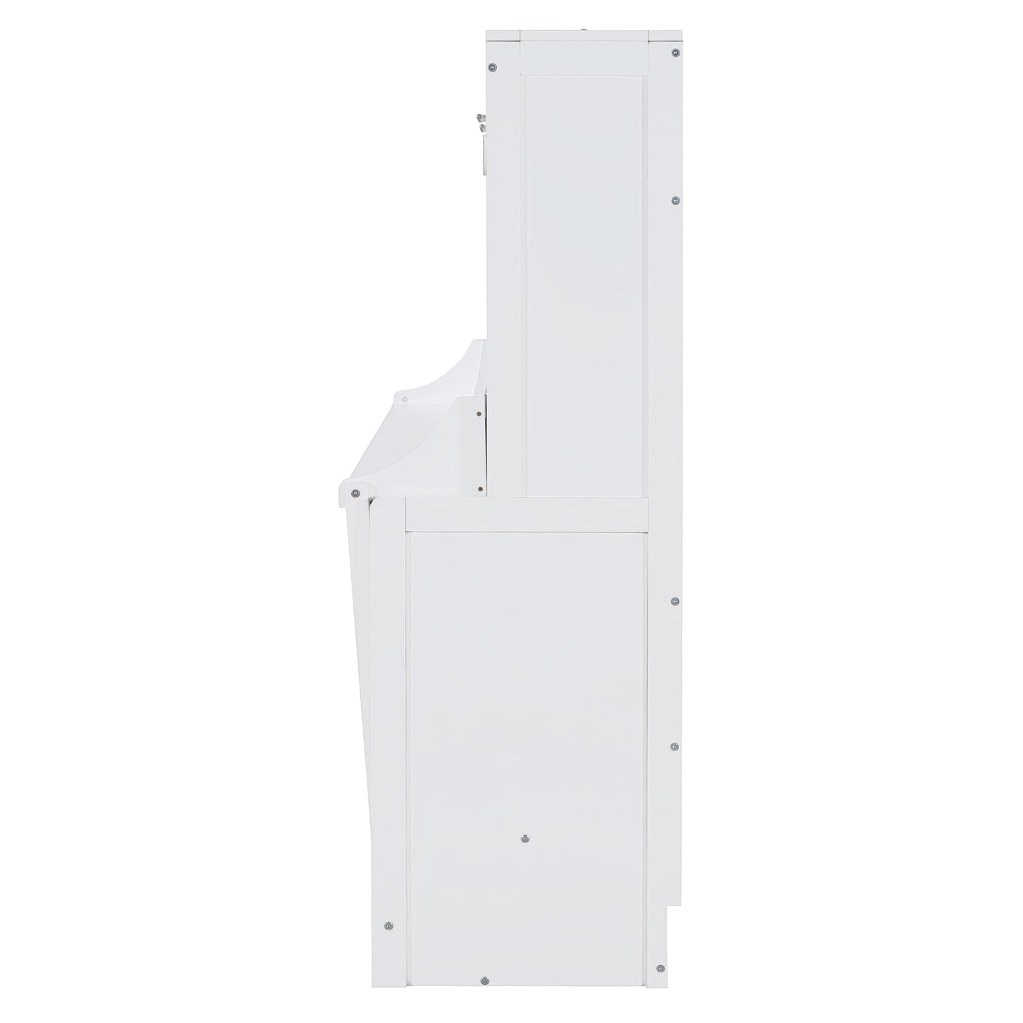 GDFStudio Queen Size Murphy Bed with Desk and Hydraulic Lift, Wall Bed Frame with Foldable Workstation, Space Saving Wooden Cabinet Bed with Mattress Storage for Guest Room, White