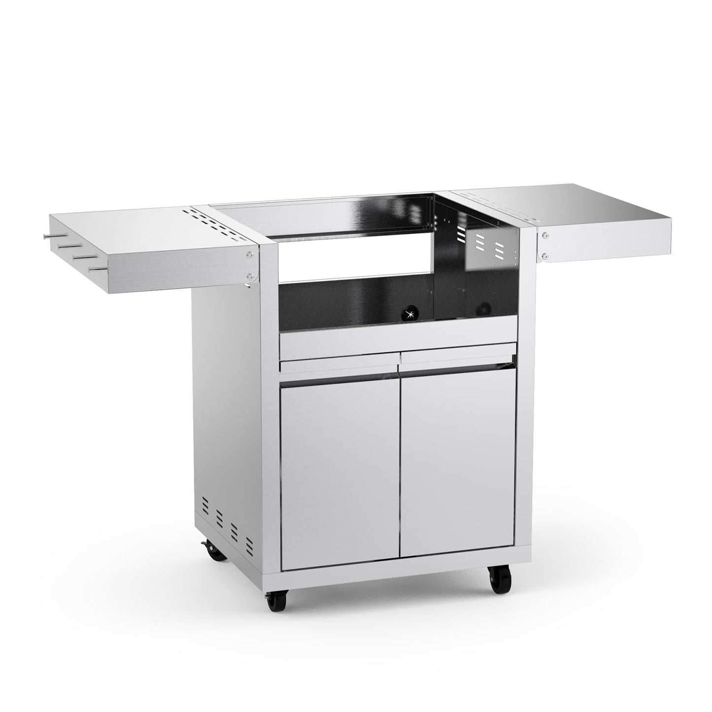 Stainless Steel Grill Cart for Hygrill 3-Burner Built-In Gas Grill, Outdoor Kitchen Island with Foldable Side Shelves and Storage Cabinet