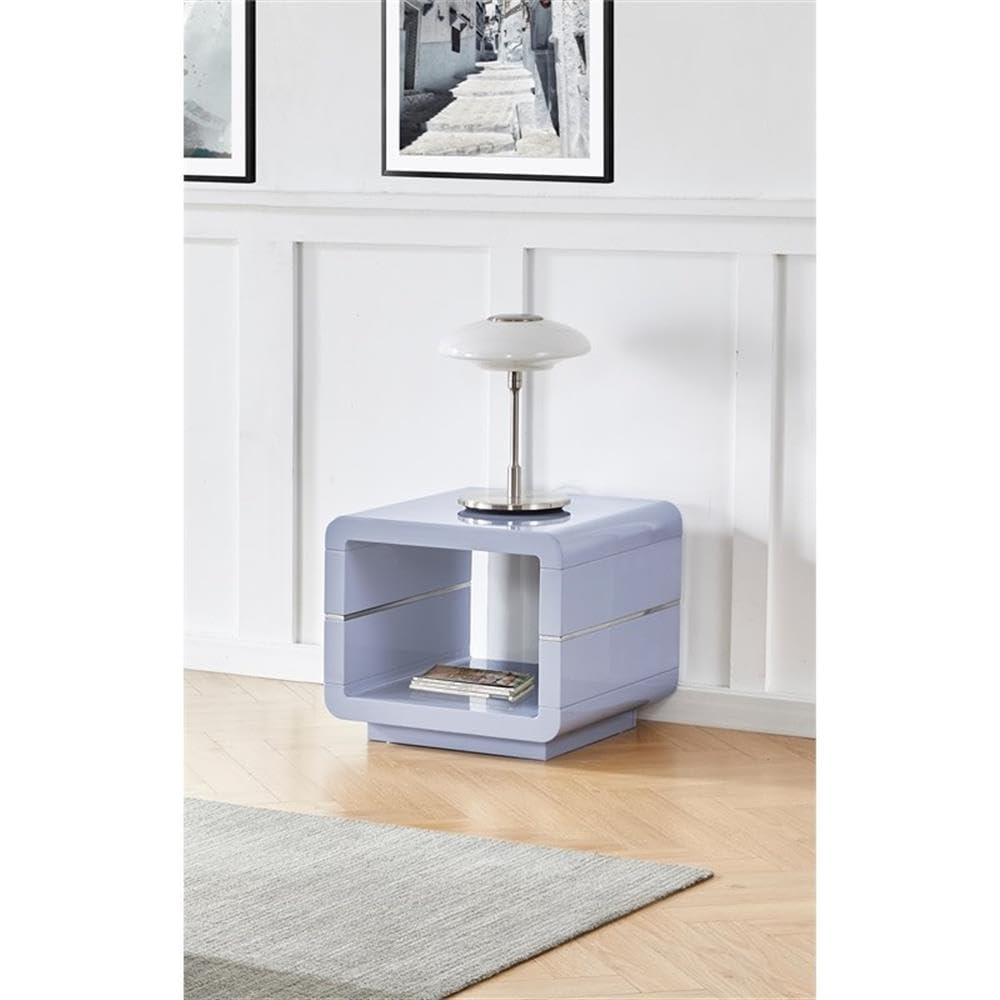 popular Furniture CT49 End Table, Light Gray, Lacquer Finish