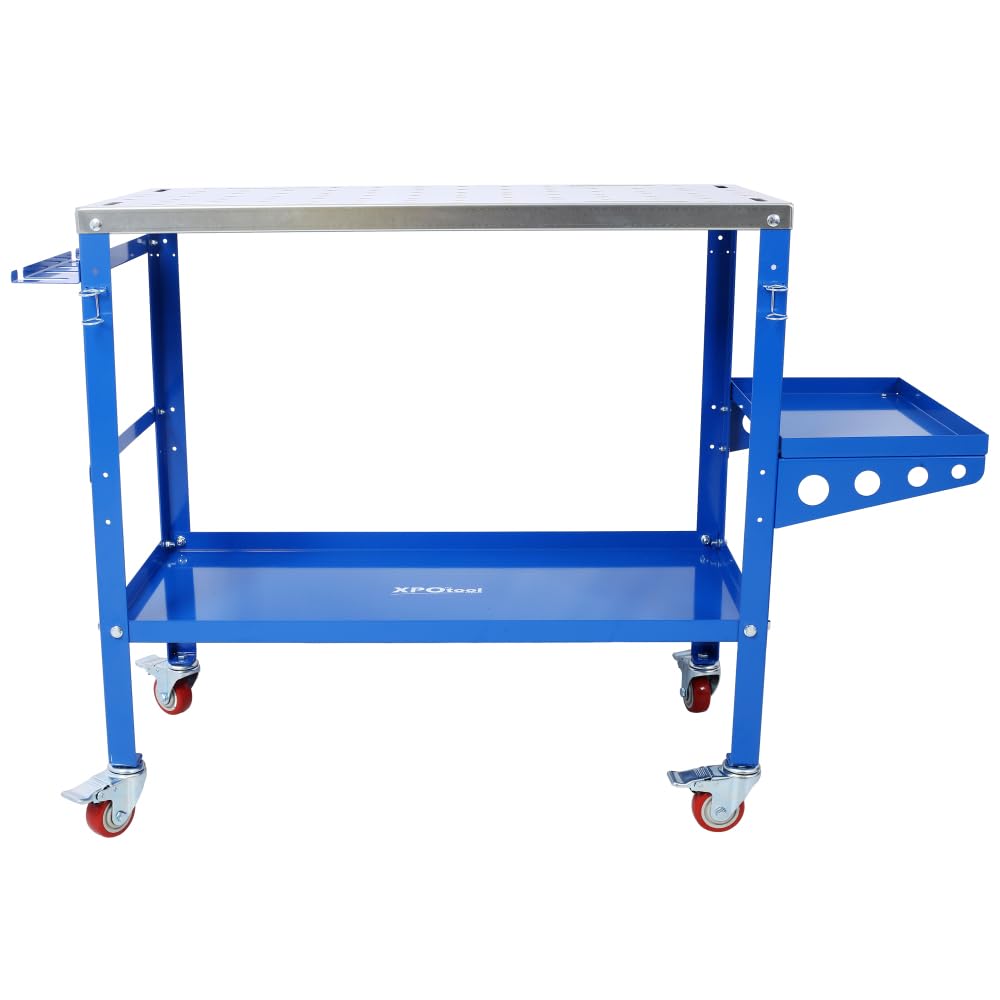 36x18 Welding Table 1200lbs Capacity Steel Workbench on Wheels Lockable Casters Tool Tray