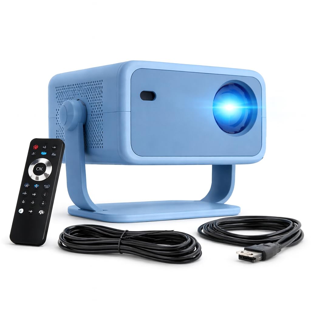 Smart Mini Projector with WiFi & Bluetooth, Native 1080P Full HD Portable Projector with Auto Focus & Keystone, Built‑In Apps, HDMI/USB, Small Home Theater Movie Projector for Indoor & Outdoor Use
