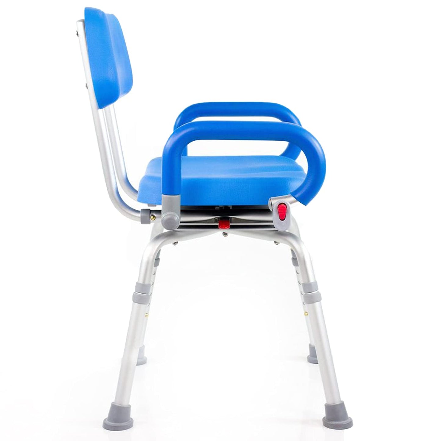 Platinum Health Revolution Pivoting Shower Chair for Bathtub, Adjustable Swivel Seat with Padded Back and Arms, Space Saving Design for Tubs, Shower, for Elderly, Handicap & Seniors, Aluminum, Blue