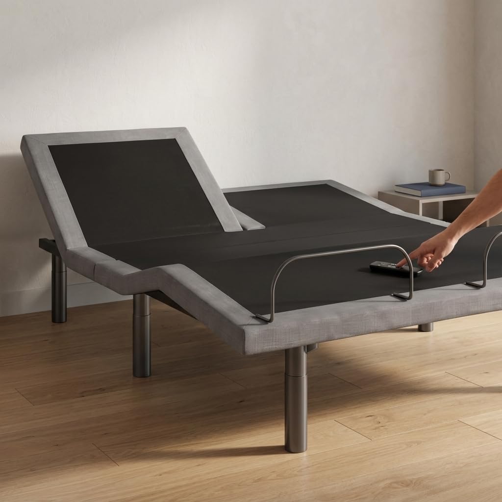 Oftenlucky Queen Size Bed Frame Split Adjustable Bed Base with Head and Foot Position Adjustments| Wireless Remote Control| Dual Motor Queen Adjustable Bed Frame with Remote| Steel Construction