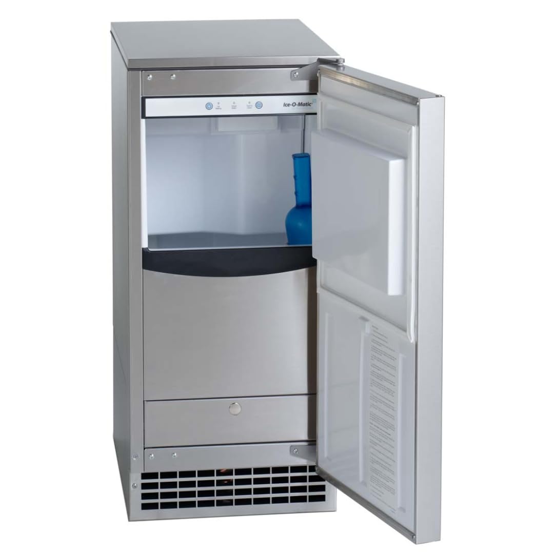 Ice-O-Matic GEMU090 Pearl Self-Contained Ice Machine with Air Condensing Unit Pure Ice Technology 115 Volt Plug-In and Quiet Operation in Stainless Steel