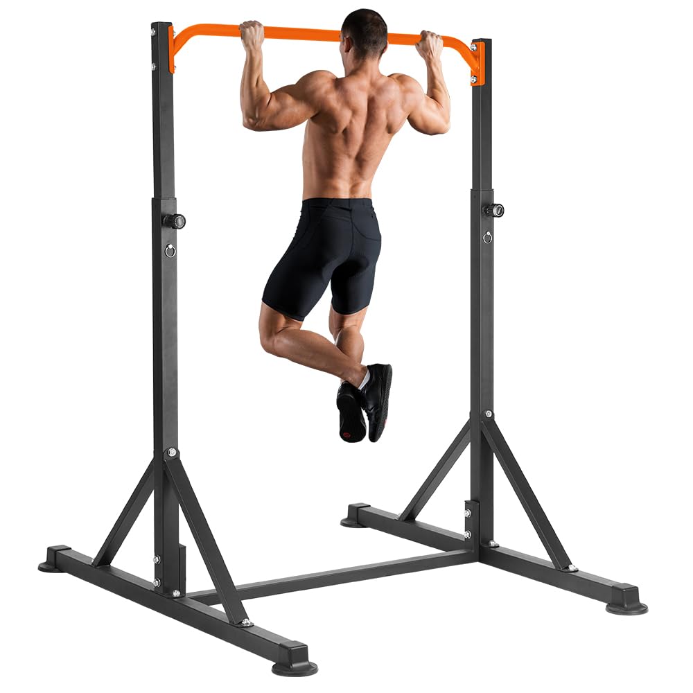 ONETWOFIT Pull Up Station, Power Tower Adjustable Pullup Bar Multifunction Strength Training Workout Gym Equipment Free Standing Chin up Bar for Home Outdoor, Support 440LBS (Orange)