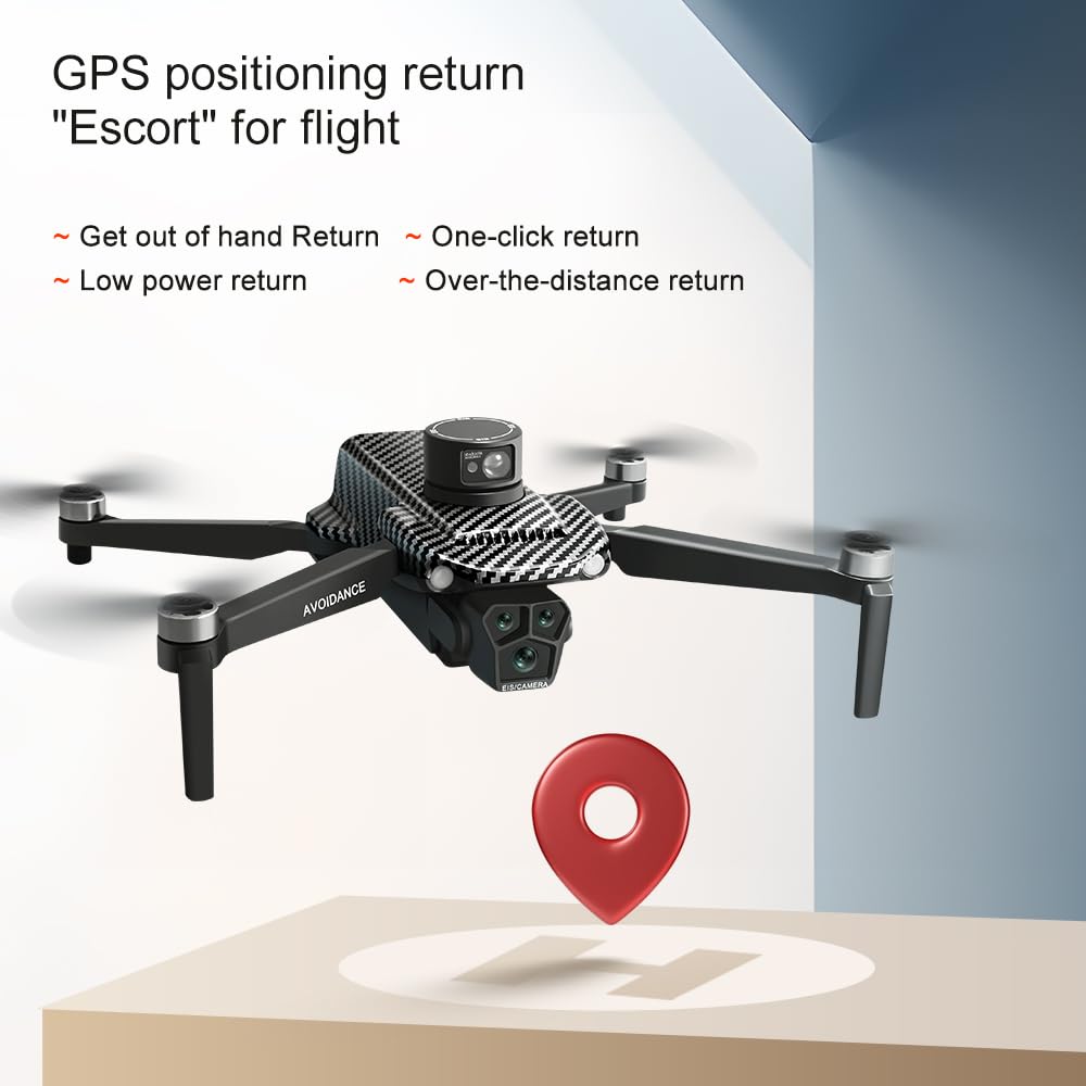 GPS Remote Control Drone, HD Quadcopter with 4K Camera, 7.4V 3000mAh Battery (2 Batteries), 4.5-Inch FPV Screen, 5G Real-Time Transmission, Laser Obstacle Avoidance, Brushless Motor, Optical Flow Positioning, LED Lights, Altitude Hold, Intelligent Hover,