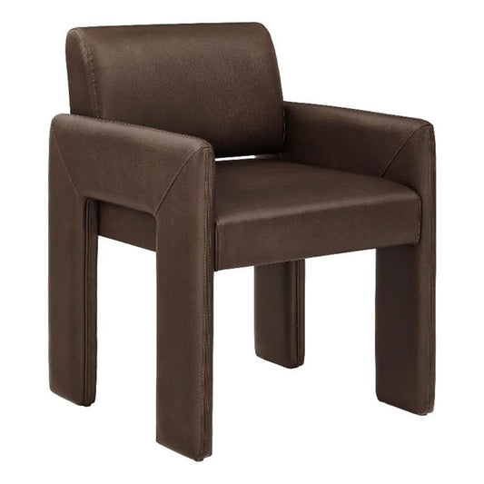 Modway Daven Fully Upholstered Vegan Leather Dining Chair in Espresso – Mid-Century Modern Faux Leather Accent Chair with Cushioned Seat for Living Room, Office, Bedroom