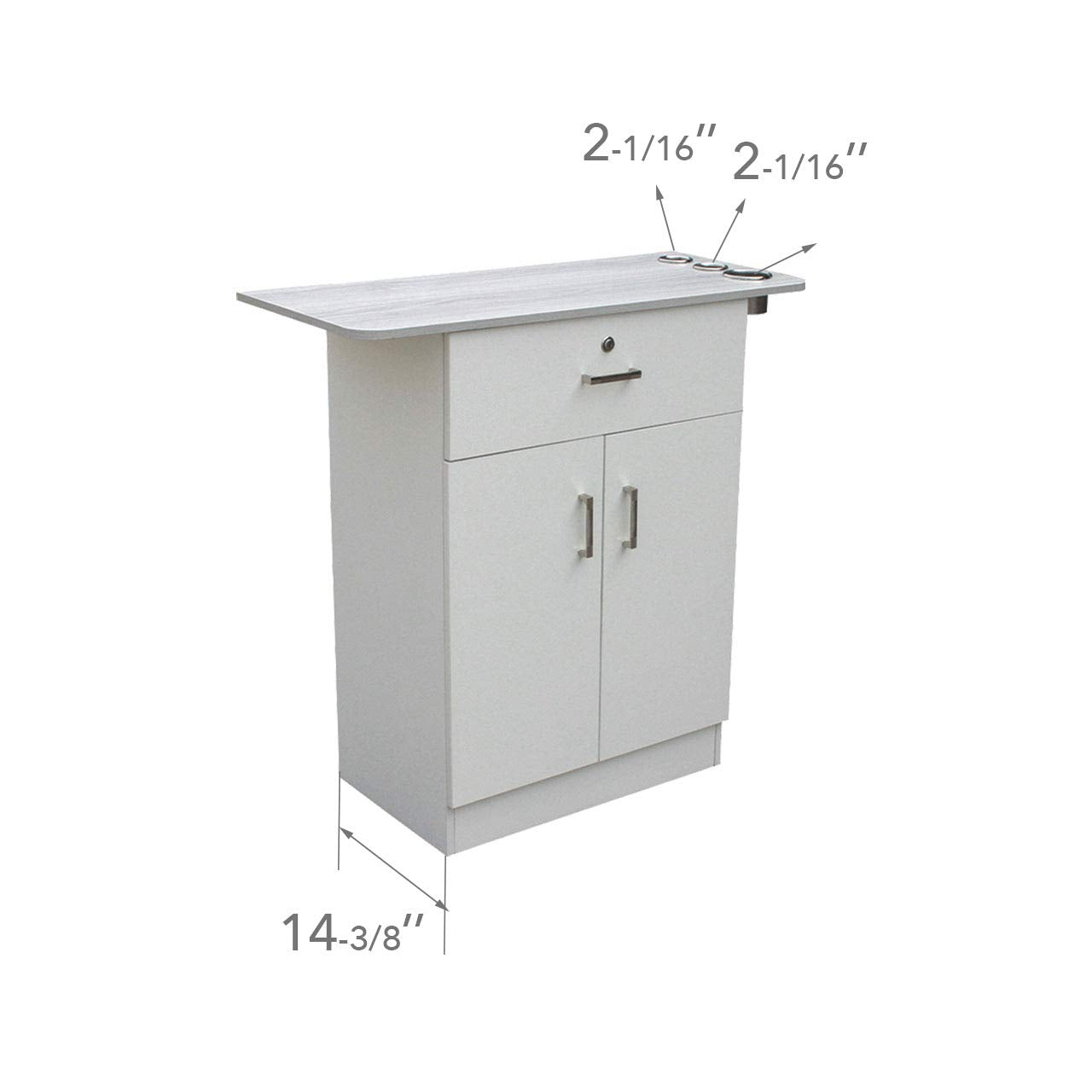 Berkeley Chloe Styling Station, Barber Salon Cabinet with Appliance Holder Lockable Drawer for Beauty Spa Salon Equipment, Black Cabinet Silver Top