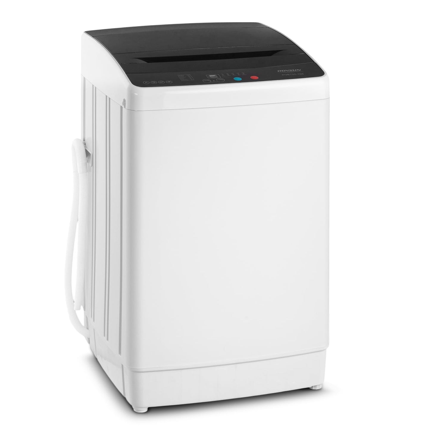ROVSUN 30LBS Washing Machine, Full-Automatic Portable Washer with Stainless Steel Drum, Electric Laundry Machine, Washer and Spin Dryer Combo with Drain Pump for Home, Apartment