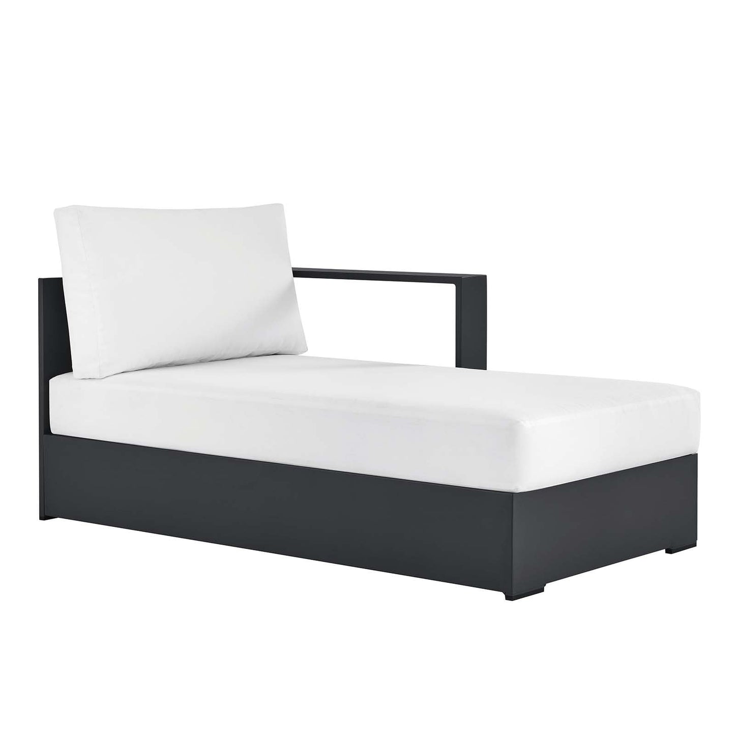 Modway Tahoe Powder-Coated Aluminum Outdoor Chaise Lounge in Gray White with Weather-Resistant Cushions, Modular Right-Facing Patio Lounger for Pool Furniture or Sectional Sofa Set