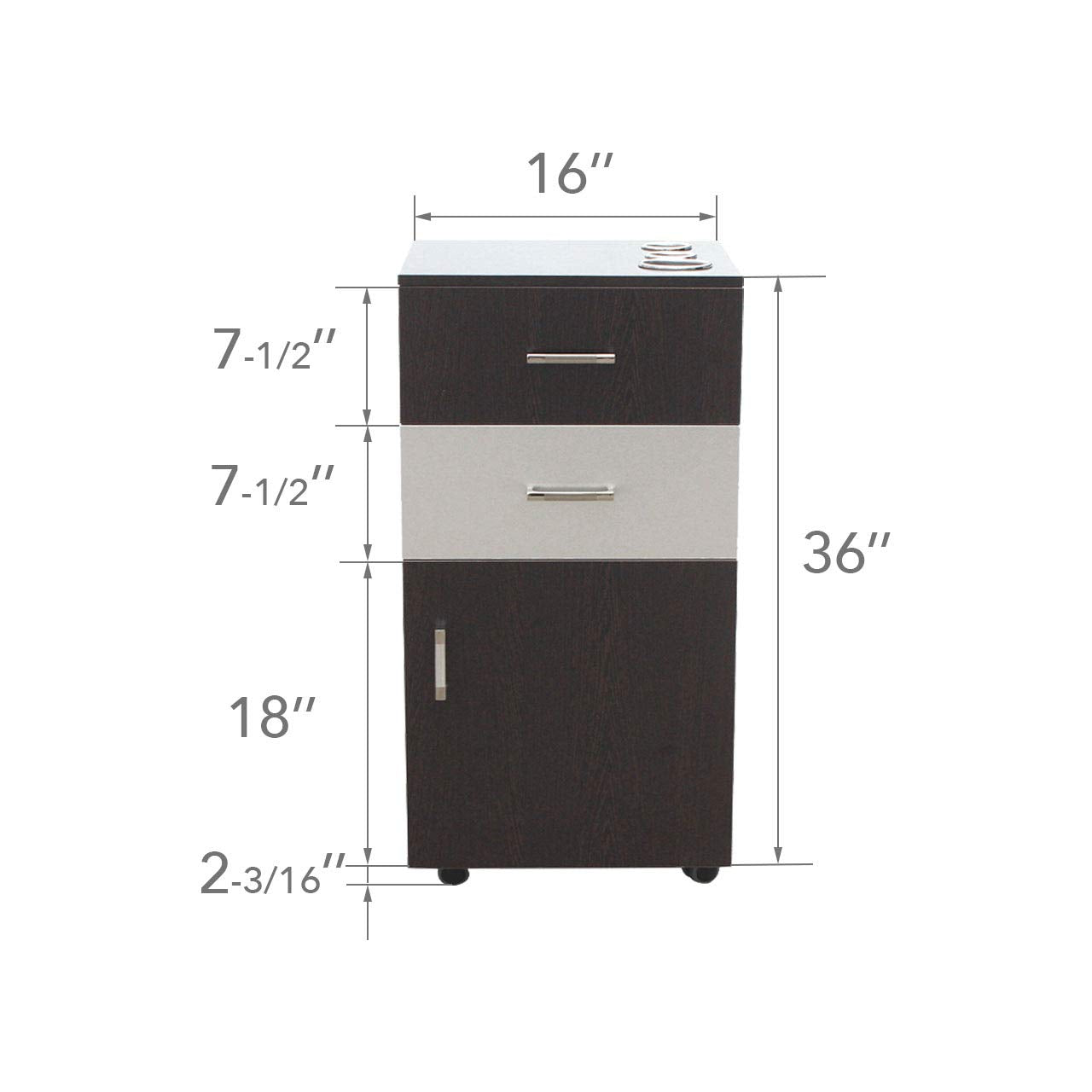 Berkeley Bella Rolling Styling Station, Rolling Stylist Cart with Appliance Holder, Drawer Storage Cabinet for Beauty Hair Salon Barbershop, Black/White