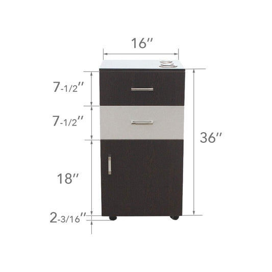 Berkeley Bella Rolling Styling Station, Rolling Stylist Cart with Appliance Holder, Drawer Storage Cabinet for Beauty Hair Salon Barbershop, Black/White